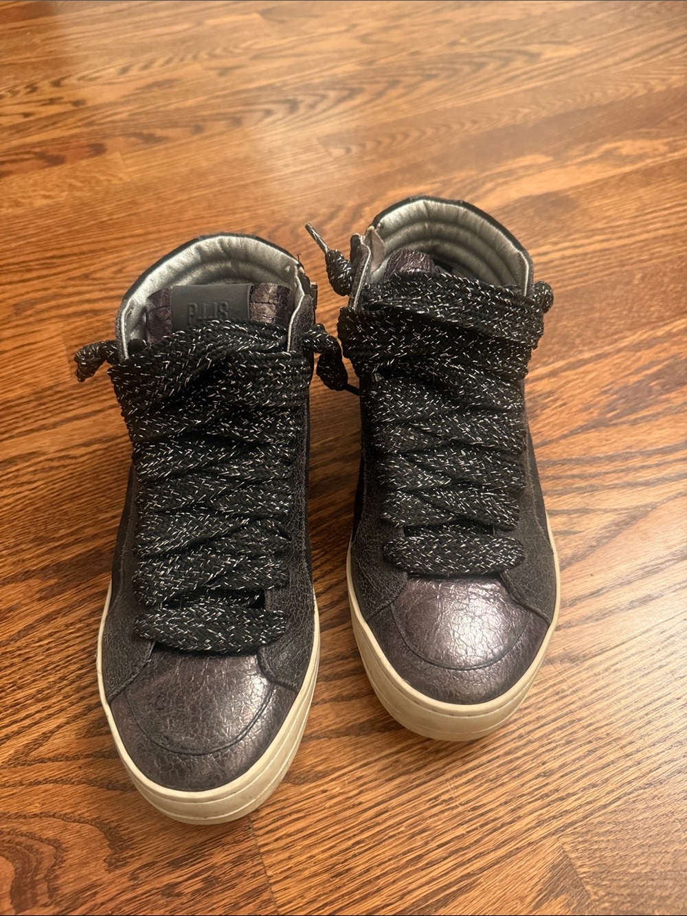 P448 High-Top Sneakers in Metallic Black